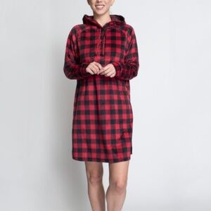 Muk Luks Women's a Plush Minky Lounger with a Henley Neckline and Soft Hood